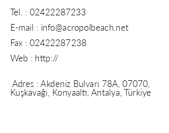 Acropol Beach Hotel iletiim bilgileri